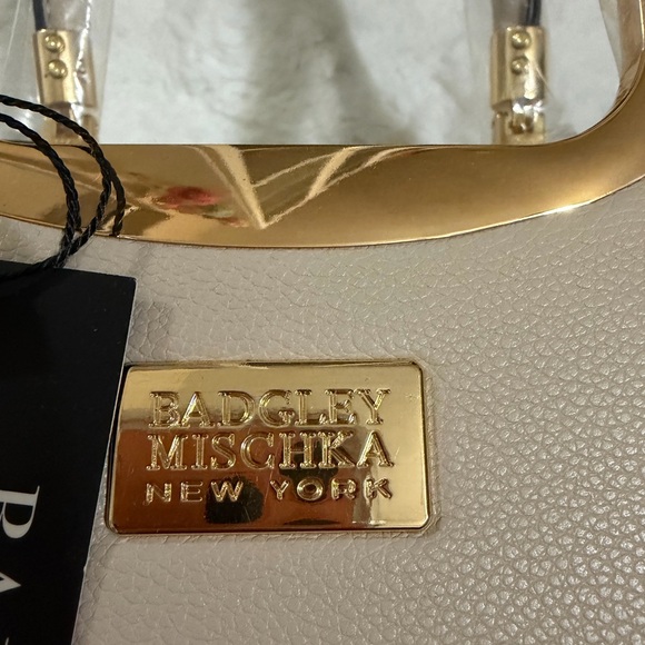 Badgley Mischka Beige Satchel with Gold Details - Picture 2 of 3